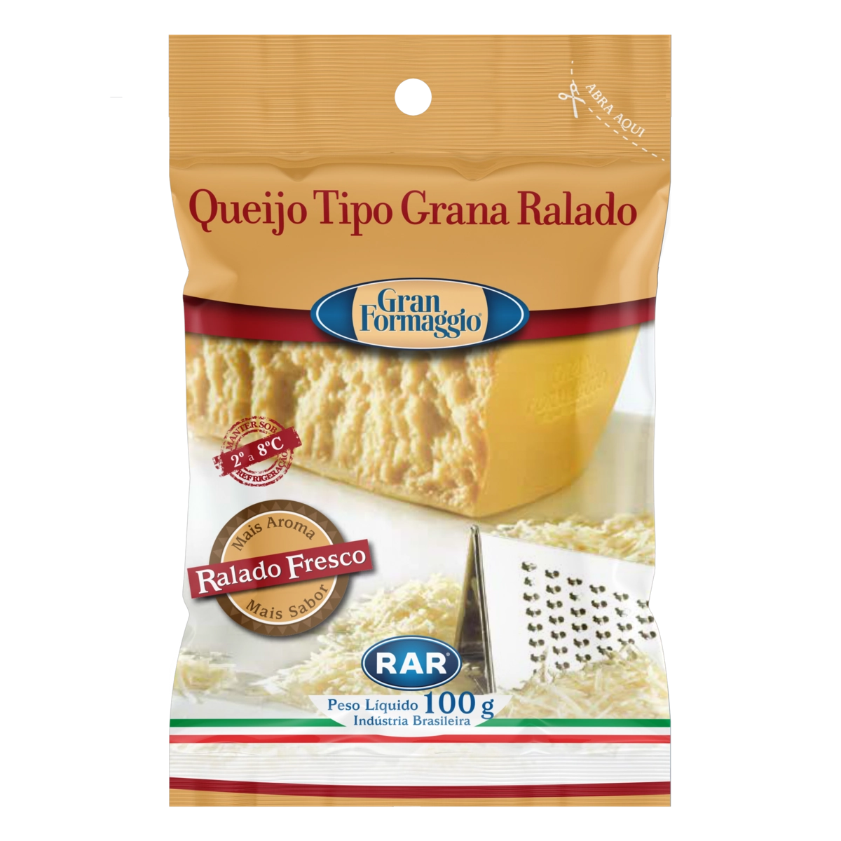 Queijo Tipo Grana Ralado Gran Formaggio Pacote 100g