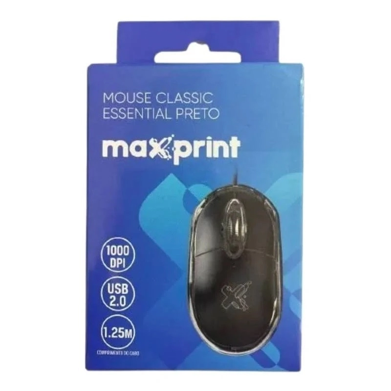 Mouse Classic Essential Preto Usb2.0 60000125 Maxprint