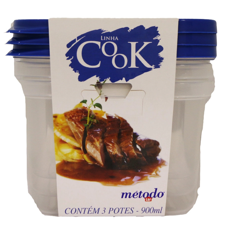 Kit Metodo C/03 900ml L Cook Azul Quadrado