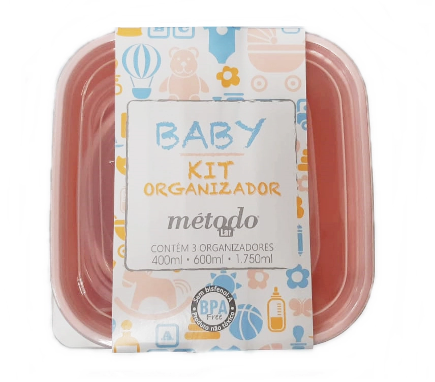 Baby Kit Potes Organizador Rosa Bebe Metodo