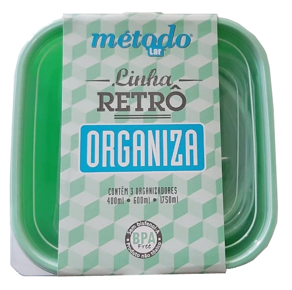 Pote Metodo Quadrado C/ 03 Verde Mix Tamanhos