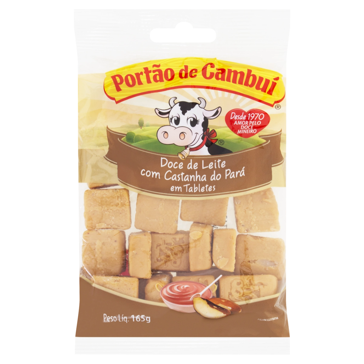 Doce De Leite Tablete Com Castanha Do Pará Portão De Cambuí Pacote 165g