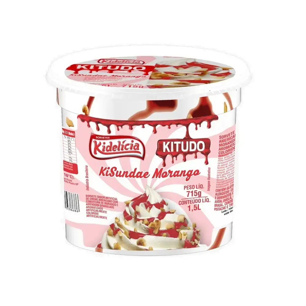 Sorv Kidelicia Kisundae Morango 1,5l