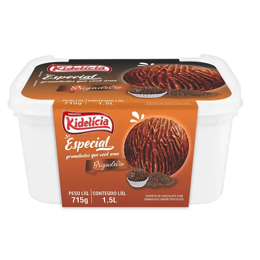 Sorvete De Massa Sabor Brigadeiro Especial Kidelícia 1,5l