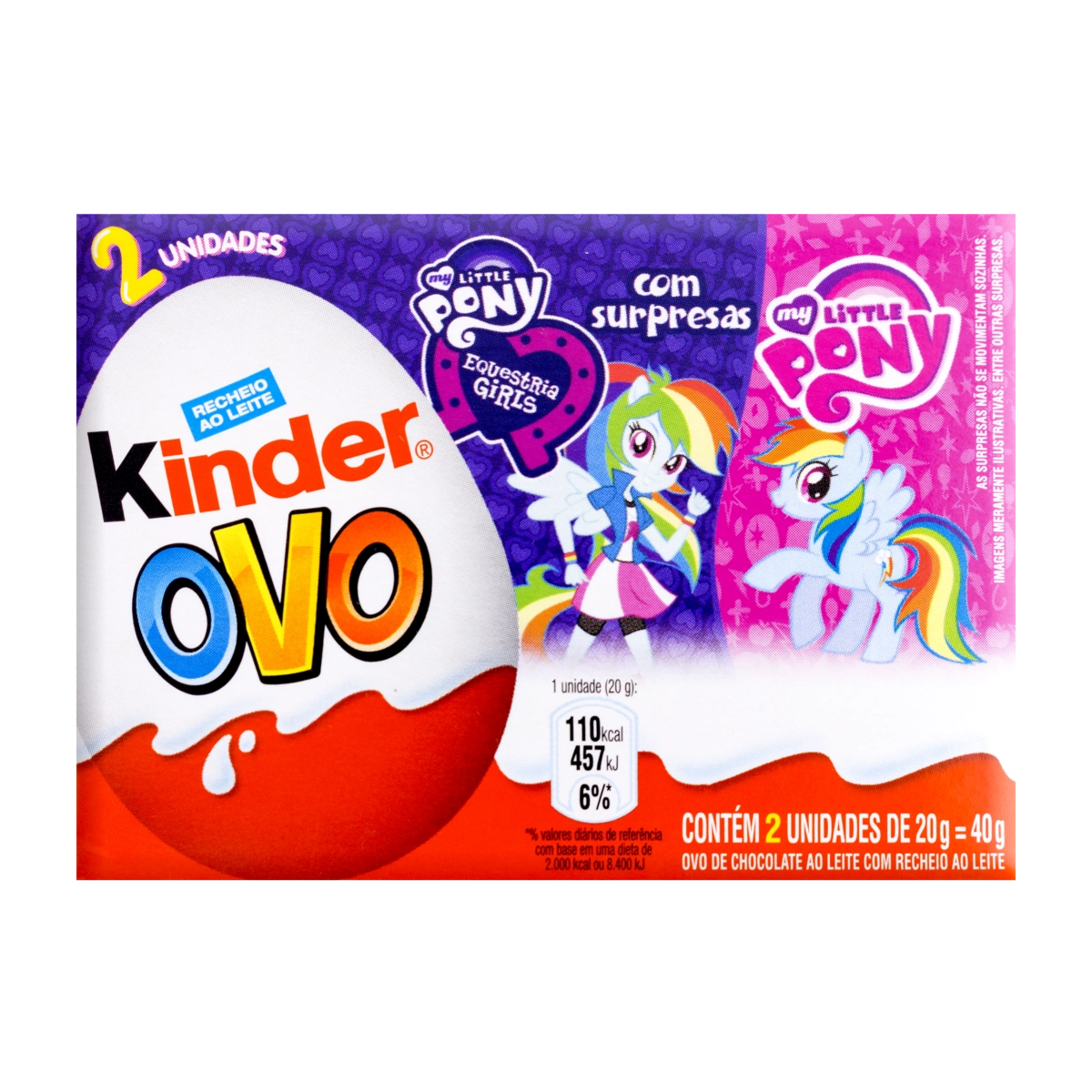 Pack Chocolate Ao Leite My Little Pony Kinder Ovo Caixa 40g 2 Unidades
