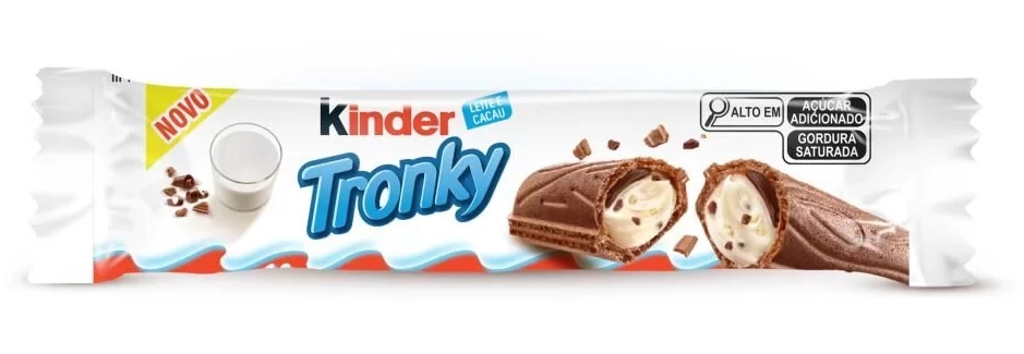 Wafer Recheio Ao Leite E Chocolate Com Pedaços De Biscoito Kinder Tronky Pacote 18g