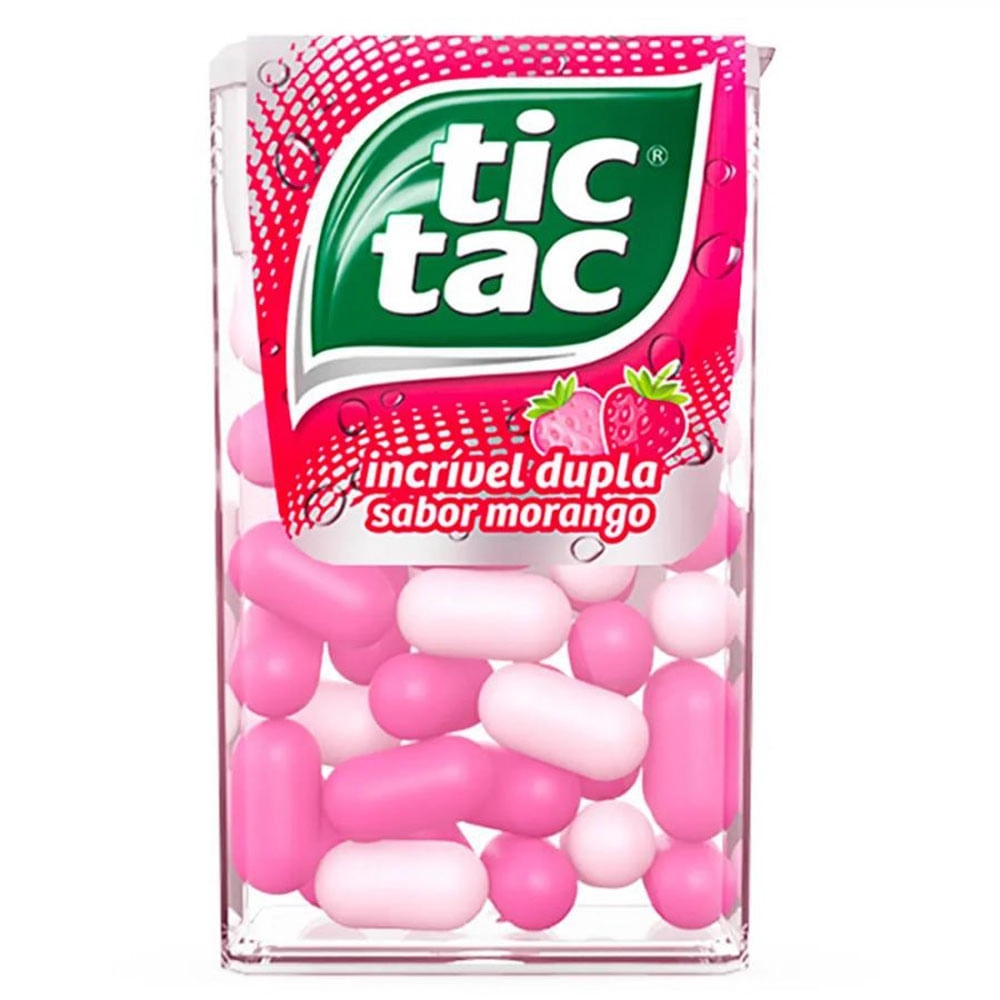 Pastilha Morango Tic Tac Incrível Dupla Caixa 14,5g