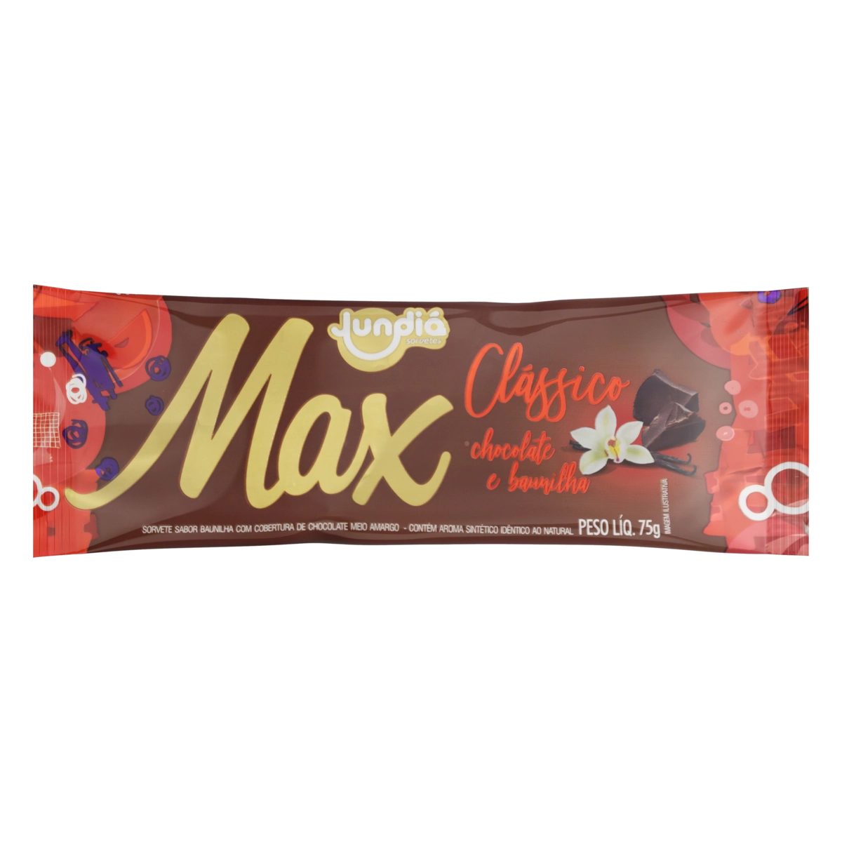 Sorvete Clássico Chocolate E Baunilha Jundiá Max Pacote 75g