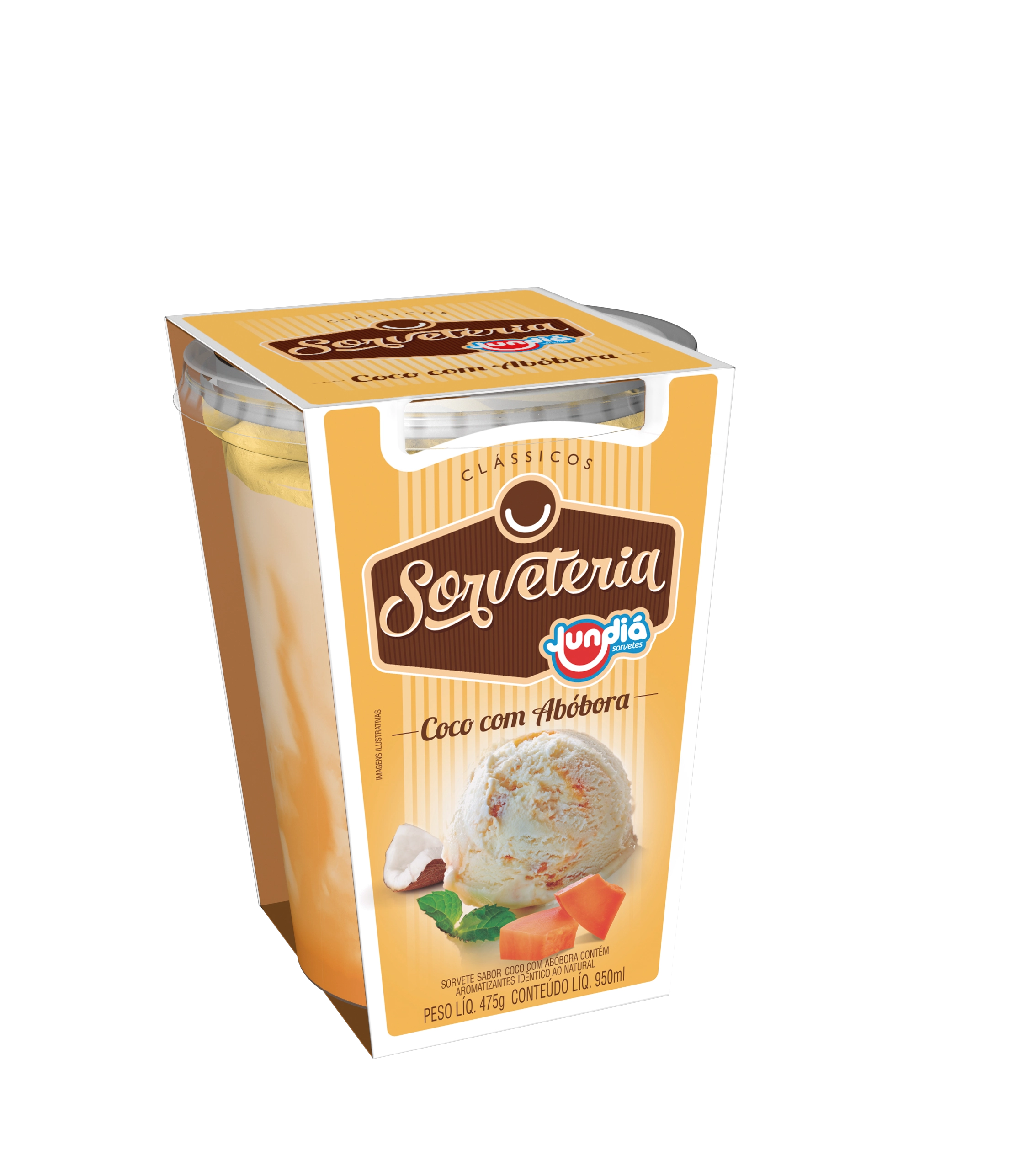Sorvete Coco Com Abóbora Jundiá Clássicos Sorveteria Pote 950ml