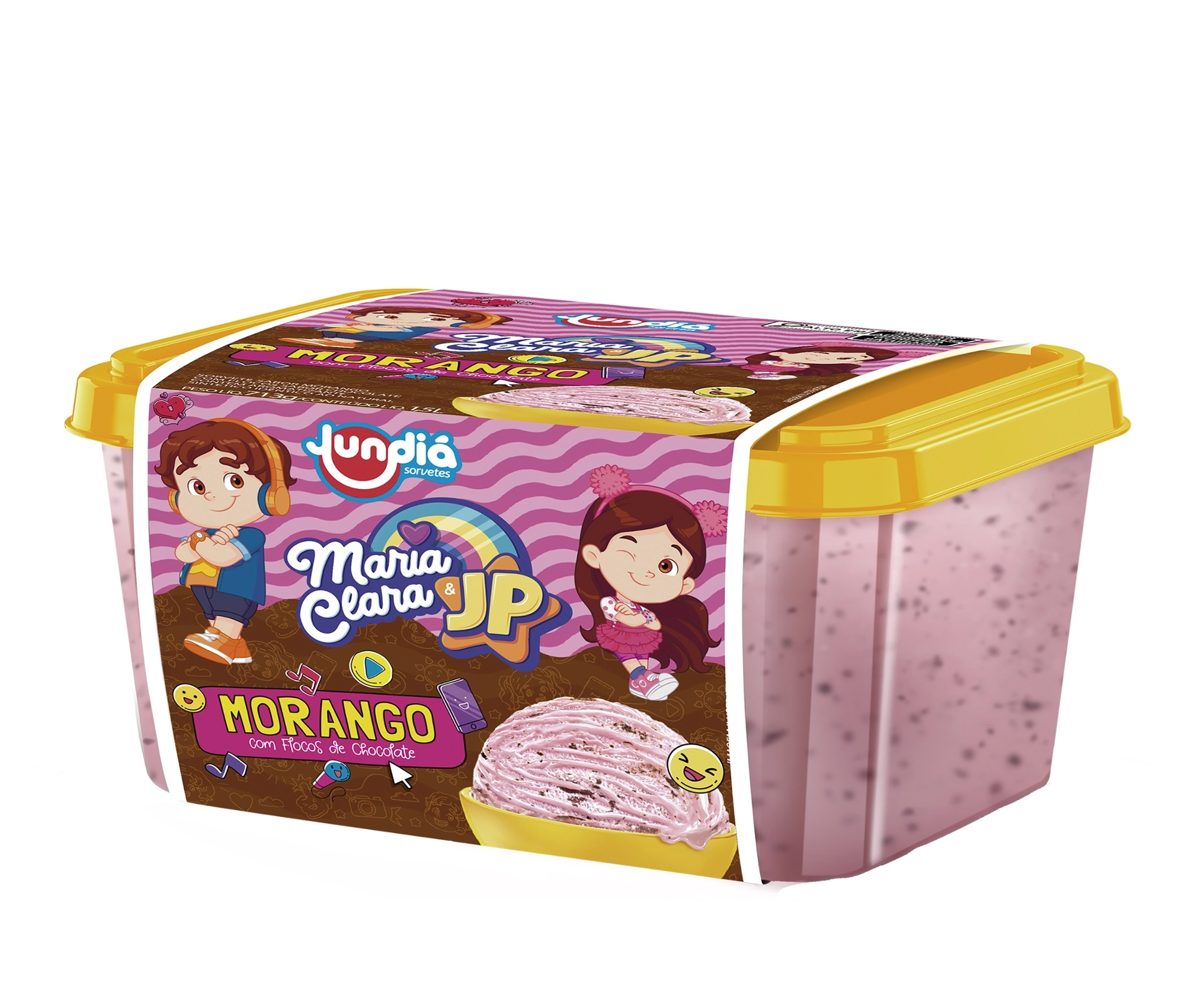 Sorvete Morango Com Flocos De Chocolate Maria Clara Jp Jundiá Pote 1,5l