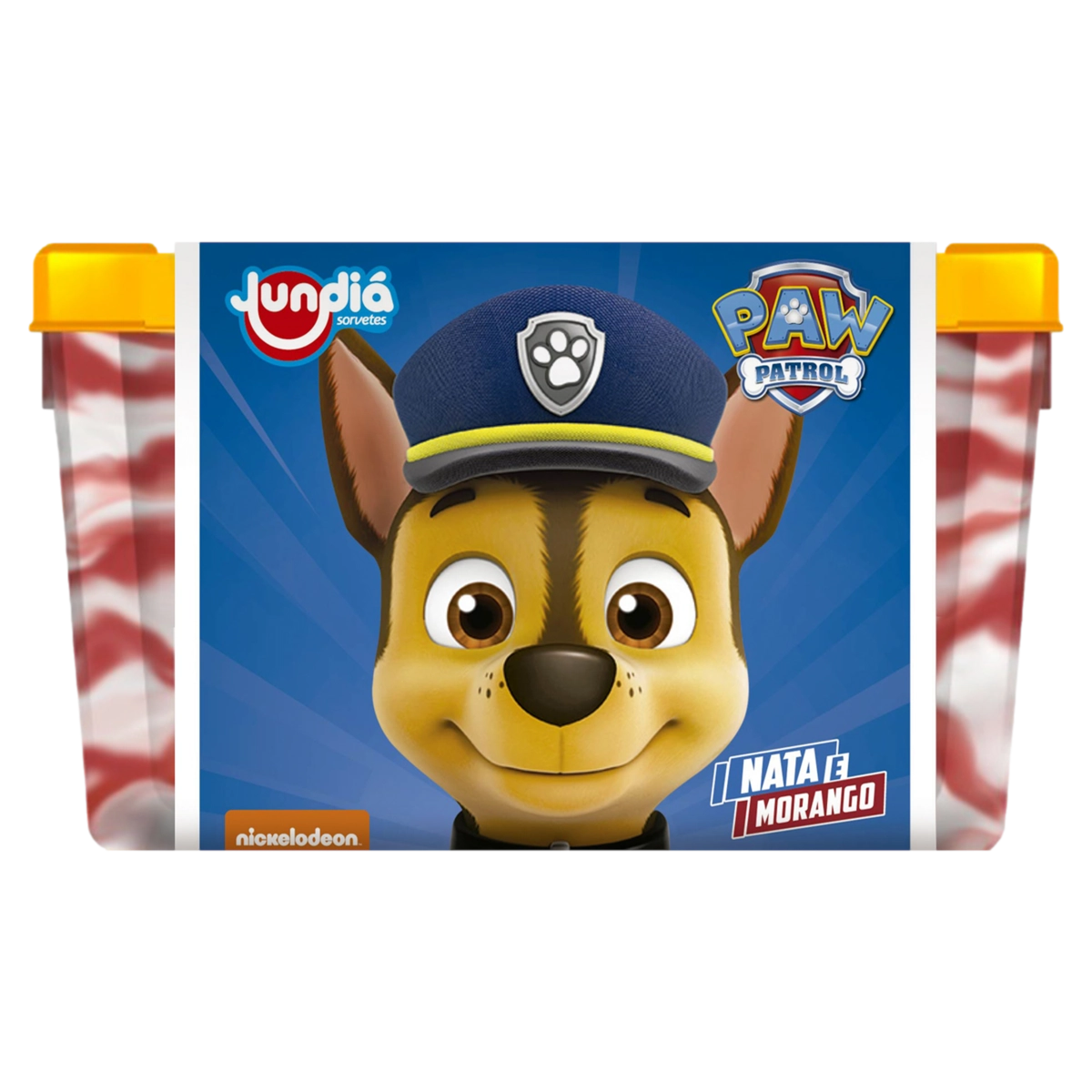 Sorvete Nata E Morango Cobertura Morango Paw Patrol Jundiá Pote 1,5l