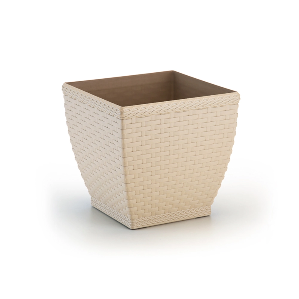 Vaso Cachepo Rattan Grande Palha Quadrado 720 Injeplastec