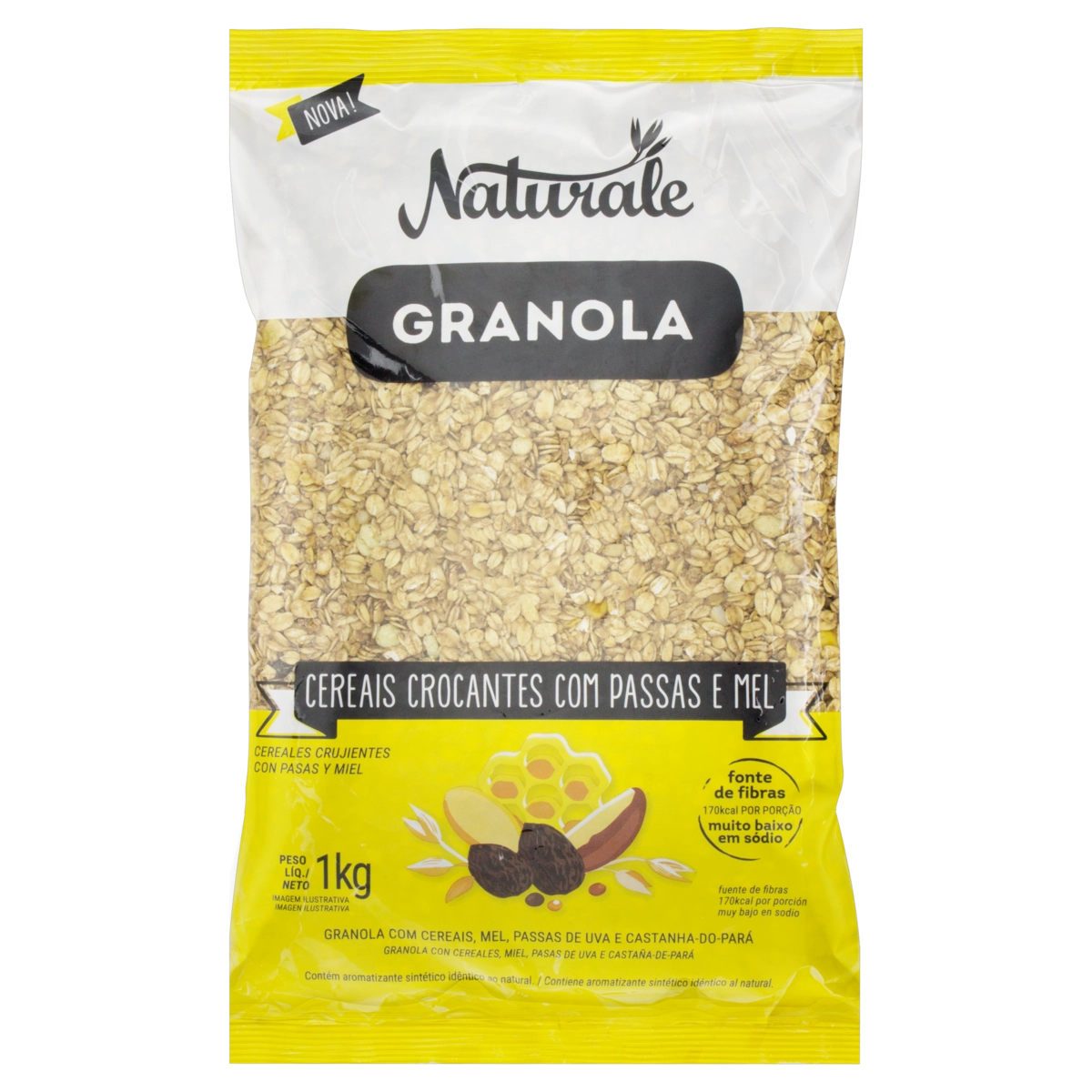 Granola Cereais Crocantes, Passas E Mel Naturale Pacote 1kg