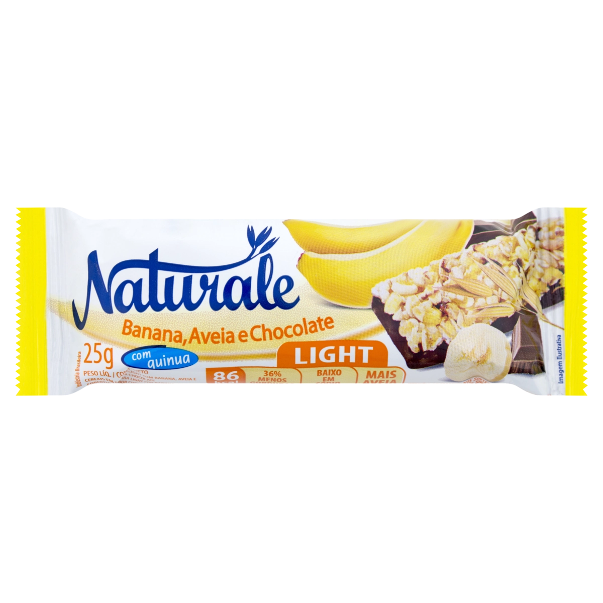 Barra De Cereal Banana, Aveia E Chocolate Light Naturale Pacote 25g