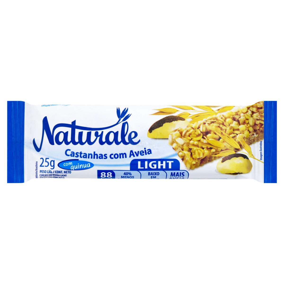Barra De Cereal Castanhas, Aveia E Quinua Light Naturale Pacote 25g