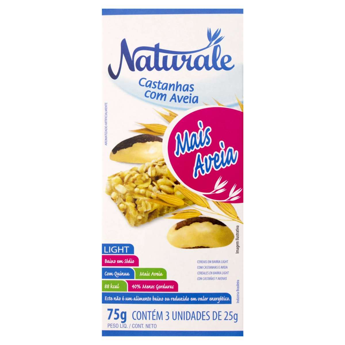 Pack Barra De Cereal Castanhas E Aveia Light Naturale Caixa 75g 3 Unidades