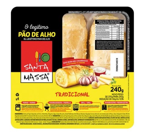 Pão De Alho Tradicional Santa Massa Bandeja 240g