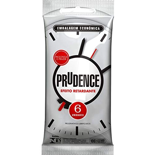 Preservativo Masculino Lubrificado Efeito Retardante Prudence Pacote 6 Unidades Embalagem Econômica