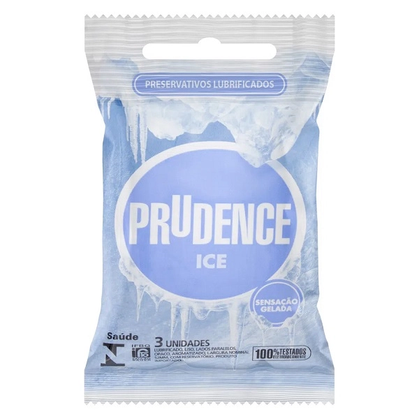 Preservativo Masculino Lubrificado Ice Prudence Pacote 3 Unidades