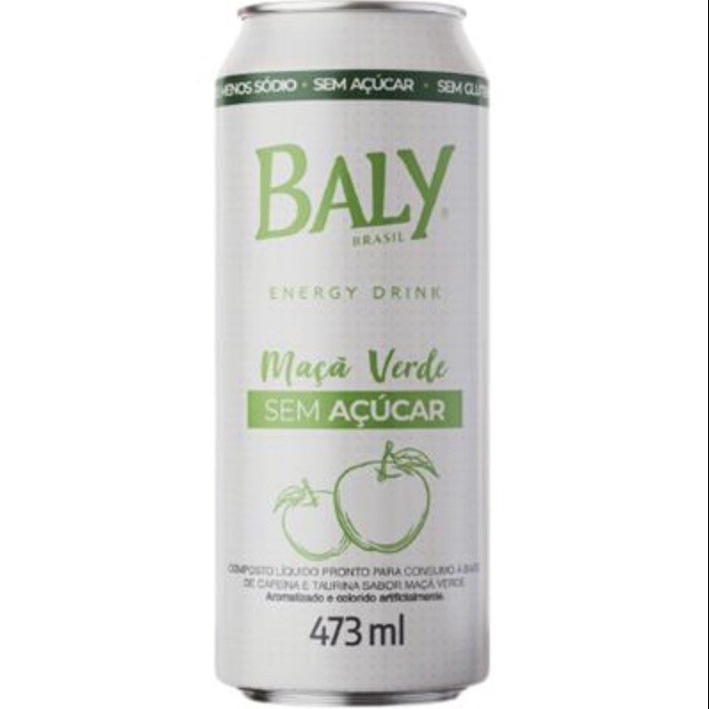 Energético Maçã Verde Zero Açúcar Baly Lata 473ml