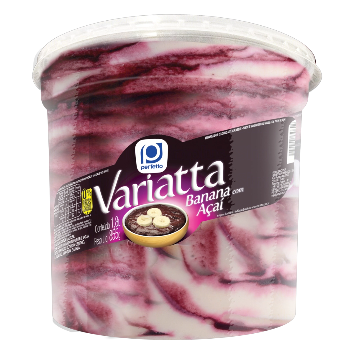 Sorvete Banana Com Açaí Perfetto Variatta Pote 1,8l