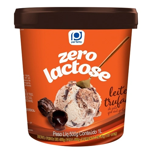 Sorvete Leite Trufado Zero Lactose Perfetto Pote 1l