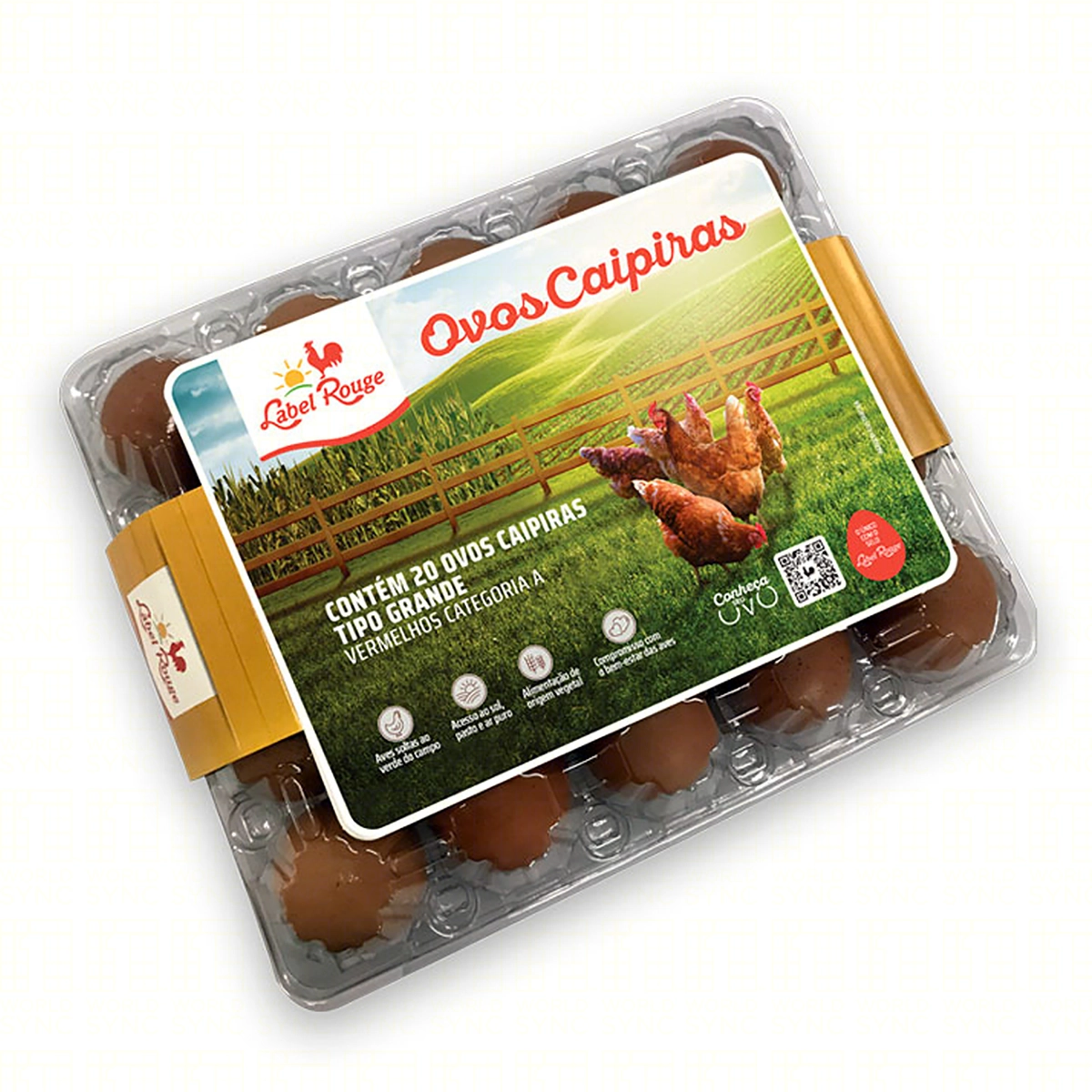 Ovos Caipira Grande Label Rouge Bandeja 20 Unidades
