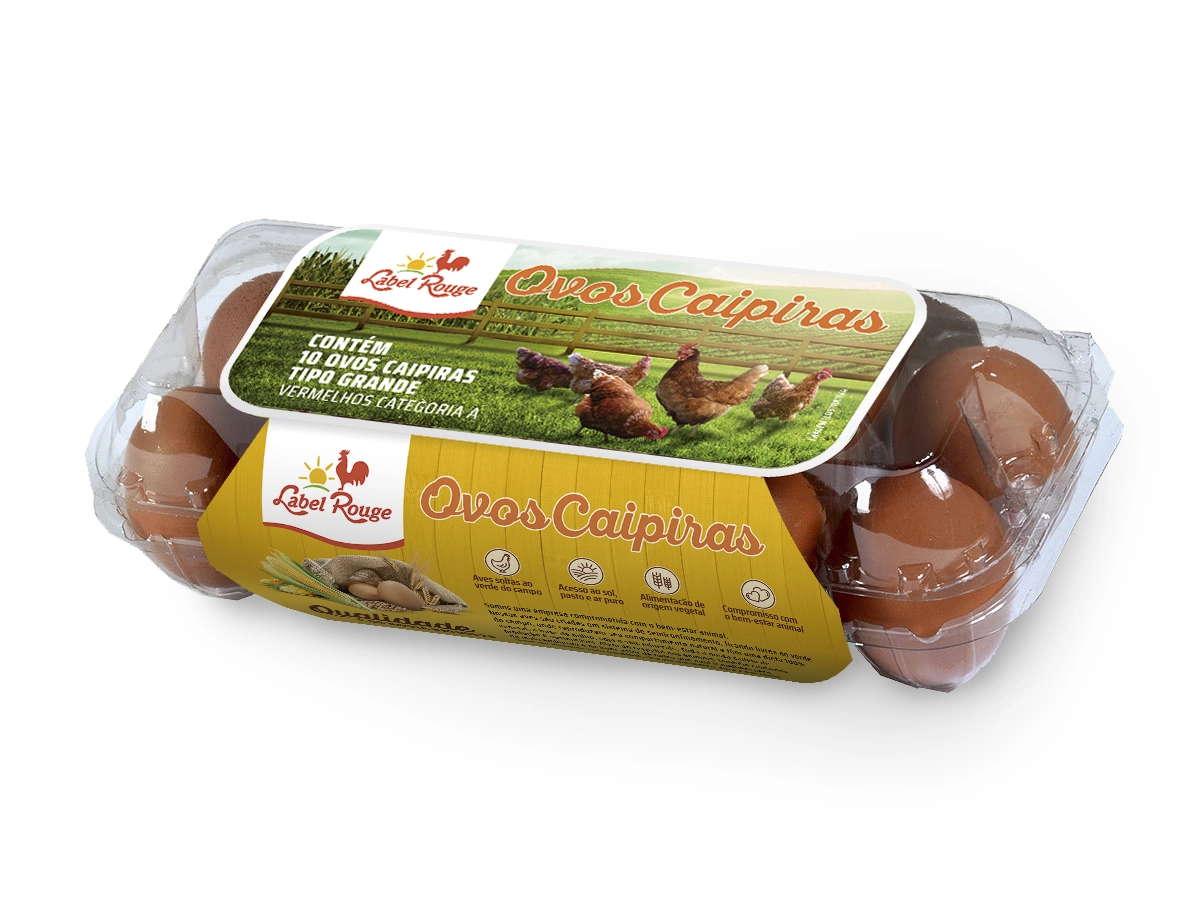 Ovos Caipira Grande Label Rouge Bandeja Leve 12 Pague 10 Unidades