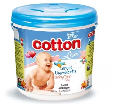 Lenco Umedecido Cotton Line Balde Azul C/450