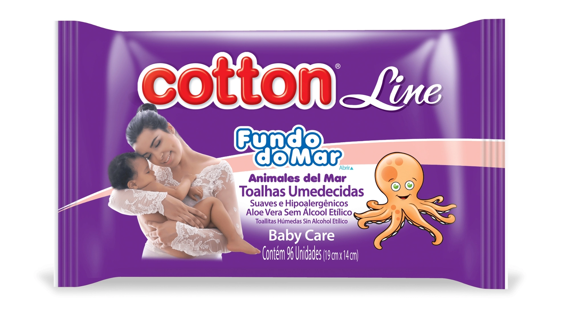 Lencos Umedecidos Cotton Line Fundo Do Mar