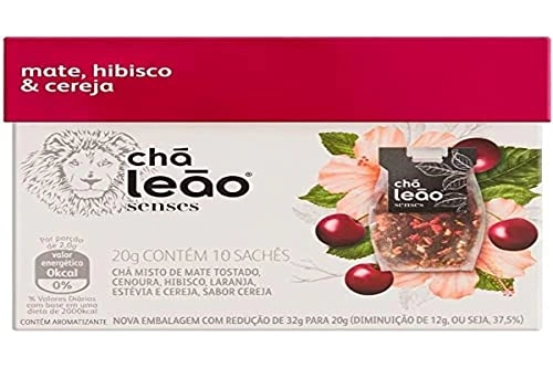 Chá Mate Hibisco Cereja Chá Leão Senses Caixa 20g 10 Unidades