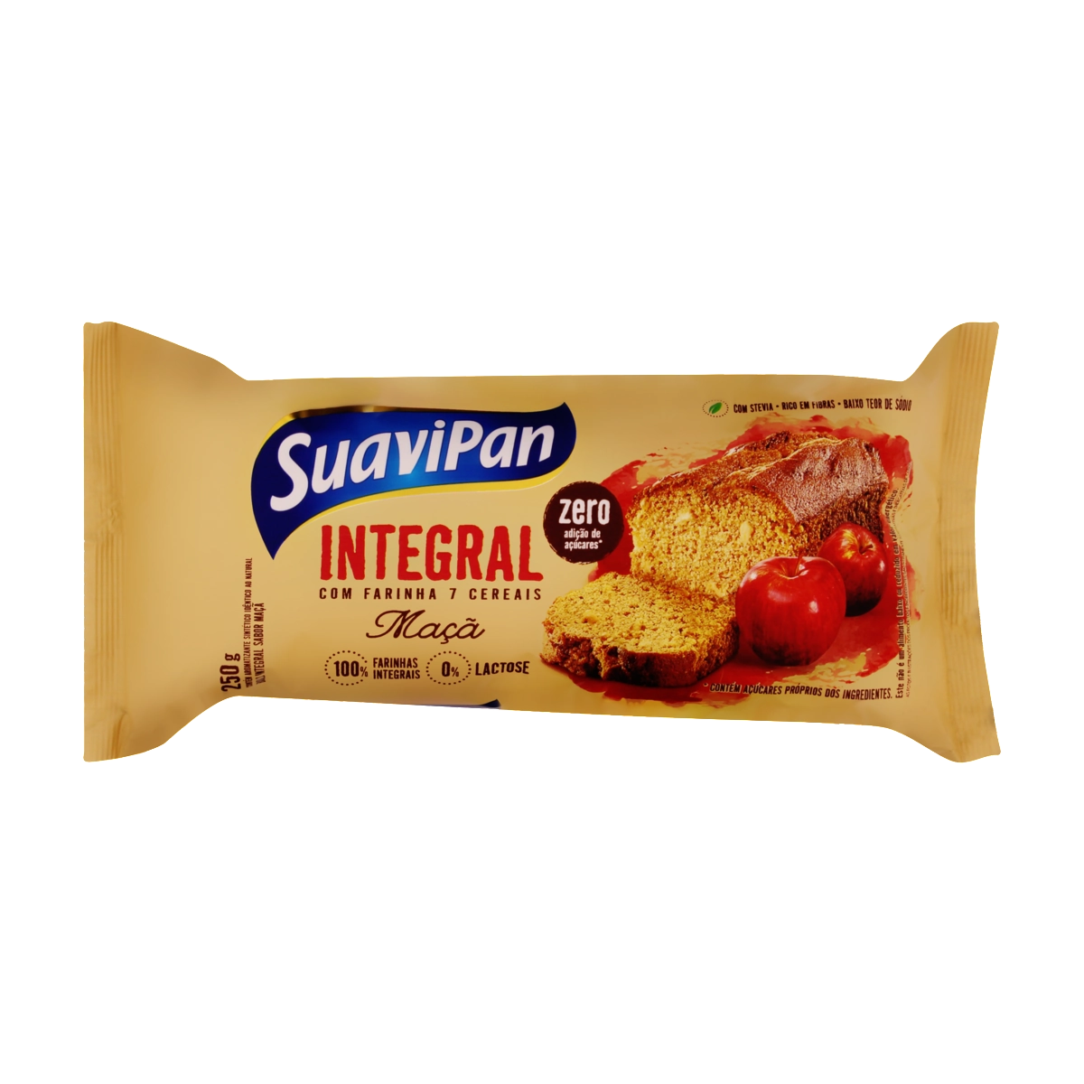 Bolo Integral Maçã Zero Lactose Suavipan Pacote 250g