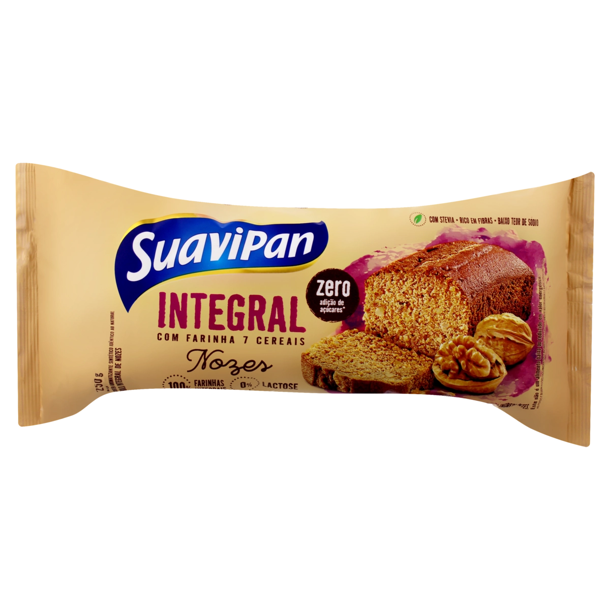 Bolo Integral Nozes Zero Lactose Suavipan Pacote 250g