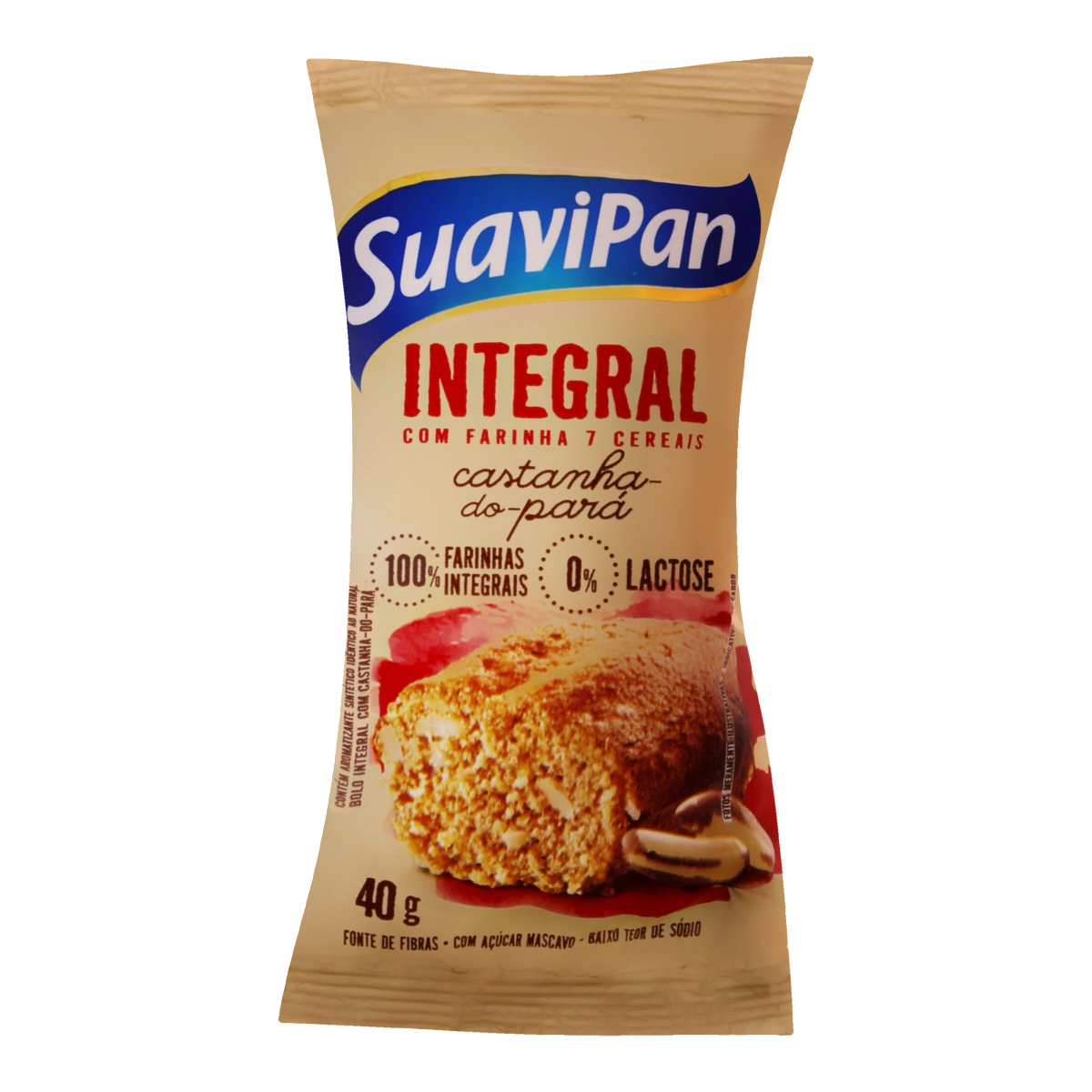 Bolo Integral Castanha Do Pará Zero Lactose Suavipan Pacote 40g