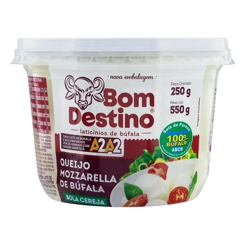 Queijo Mussarela De Búfala Bola Cereja Bom Destino 250g