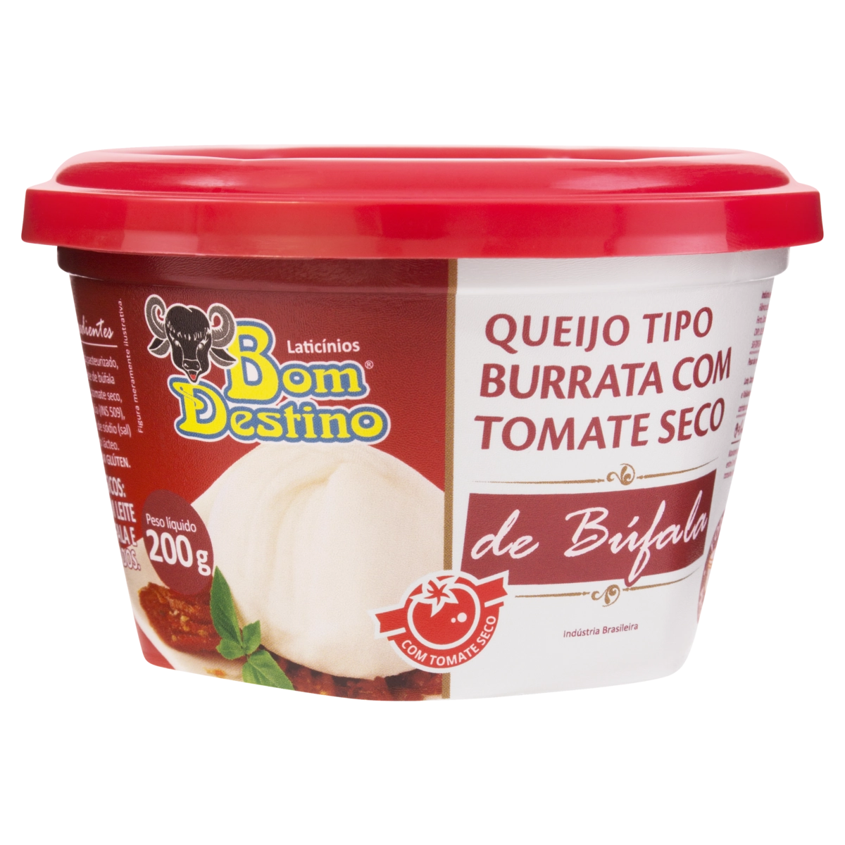 Queijo Burrata De Búfala Com Tomate Seco Bom Destino 200g