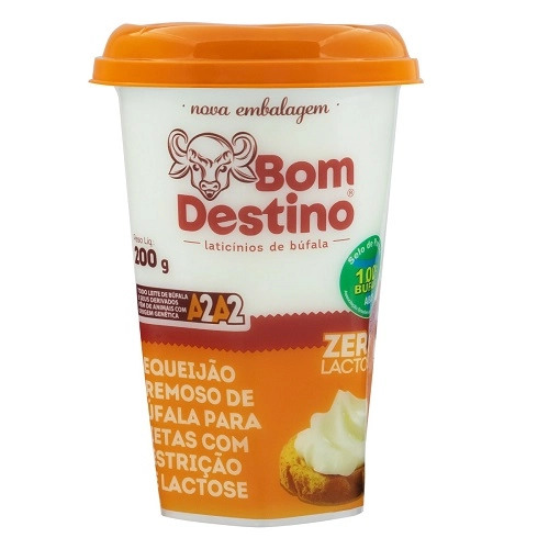Requeijão Cremoso De Búfala Zero Lactose Bom Destino Copo 200g