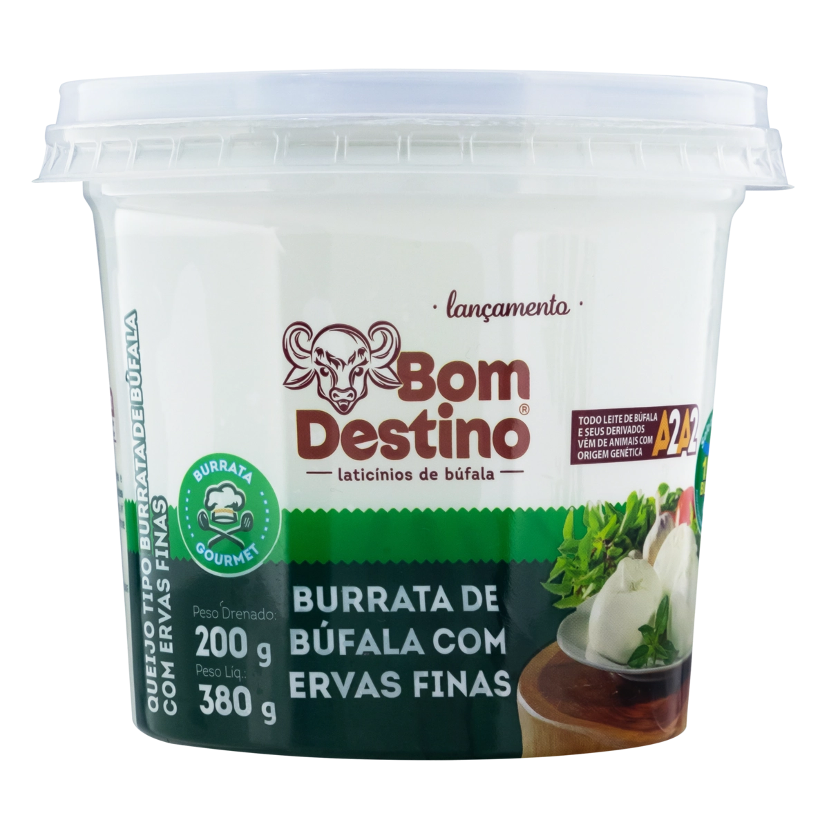 Queijo Burrata De Búfala Com Ervas Finas Bom Destino 200g