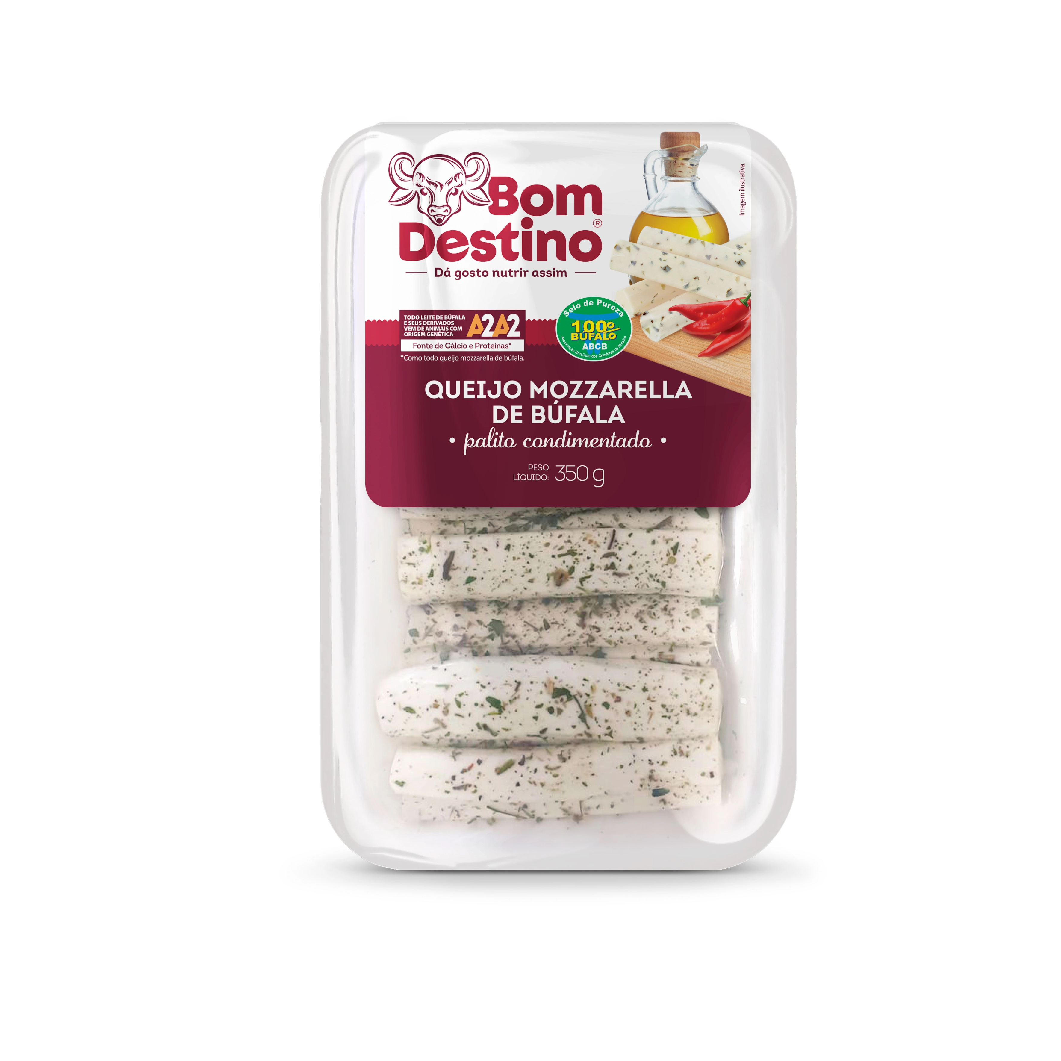 Queijo Mozzarella De Búfala Palito Condimentado Bom Destino 350g