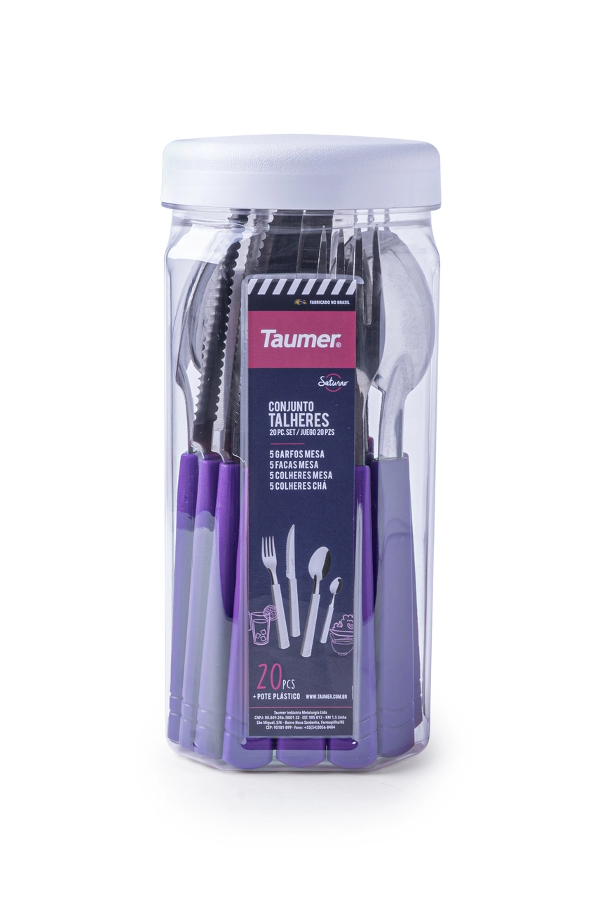 Conjunto De Talheres Taumer Saturno Lilas Pote C/20