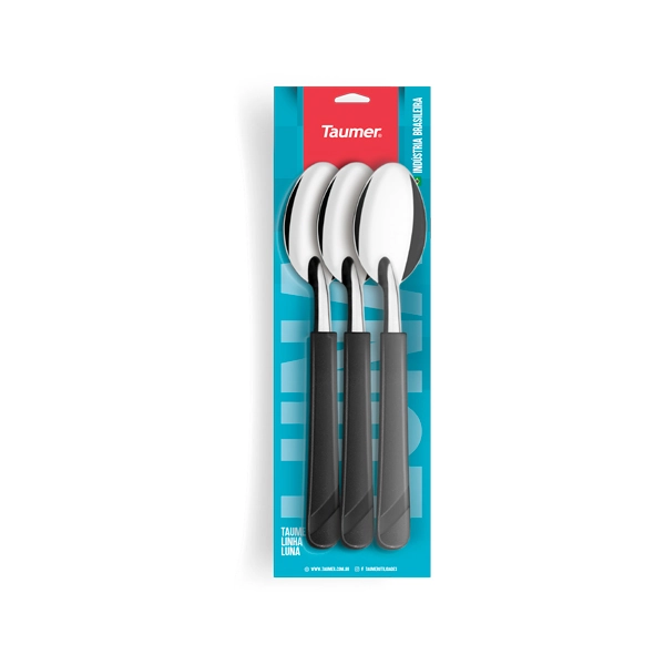 Conj.colher Mesa Luna Preto C/3 Pcs