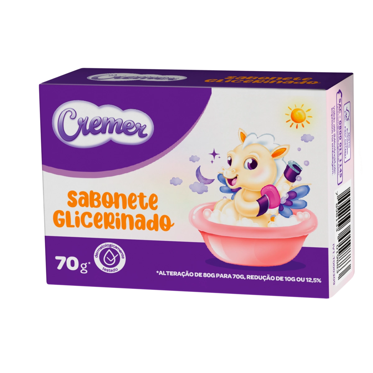 Sabonete Infantil Barra Glicerinado Cremer Caixa 70g