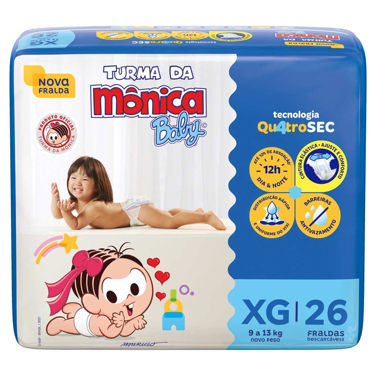 Fralda Descartável Turma Da Mônica Baby Xg Pacote 26 Unidades