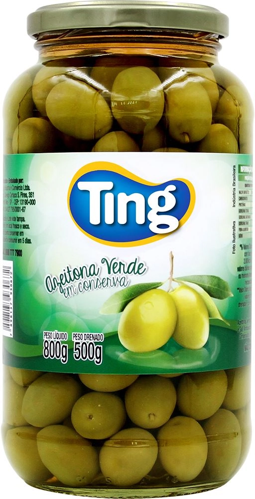 Azeitona Verde Em Conserva Ting Vidro 500g