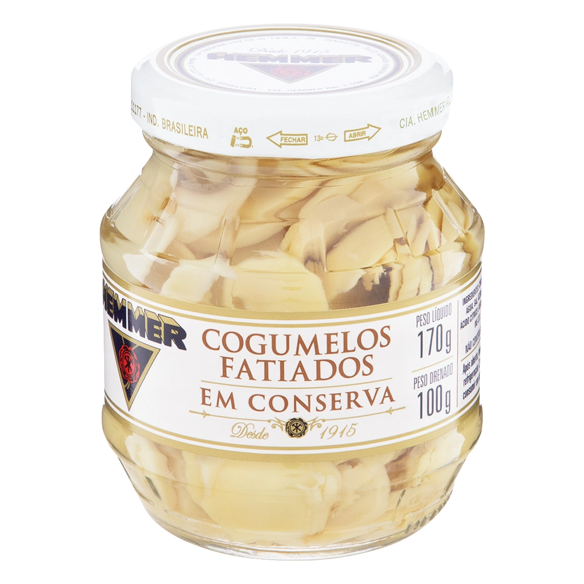 Cogumelo Em Conserva Fatiado Hemmer Vidro 100g