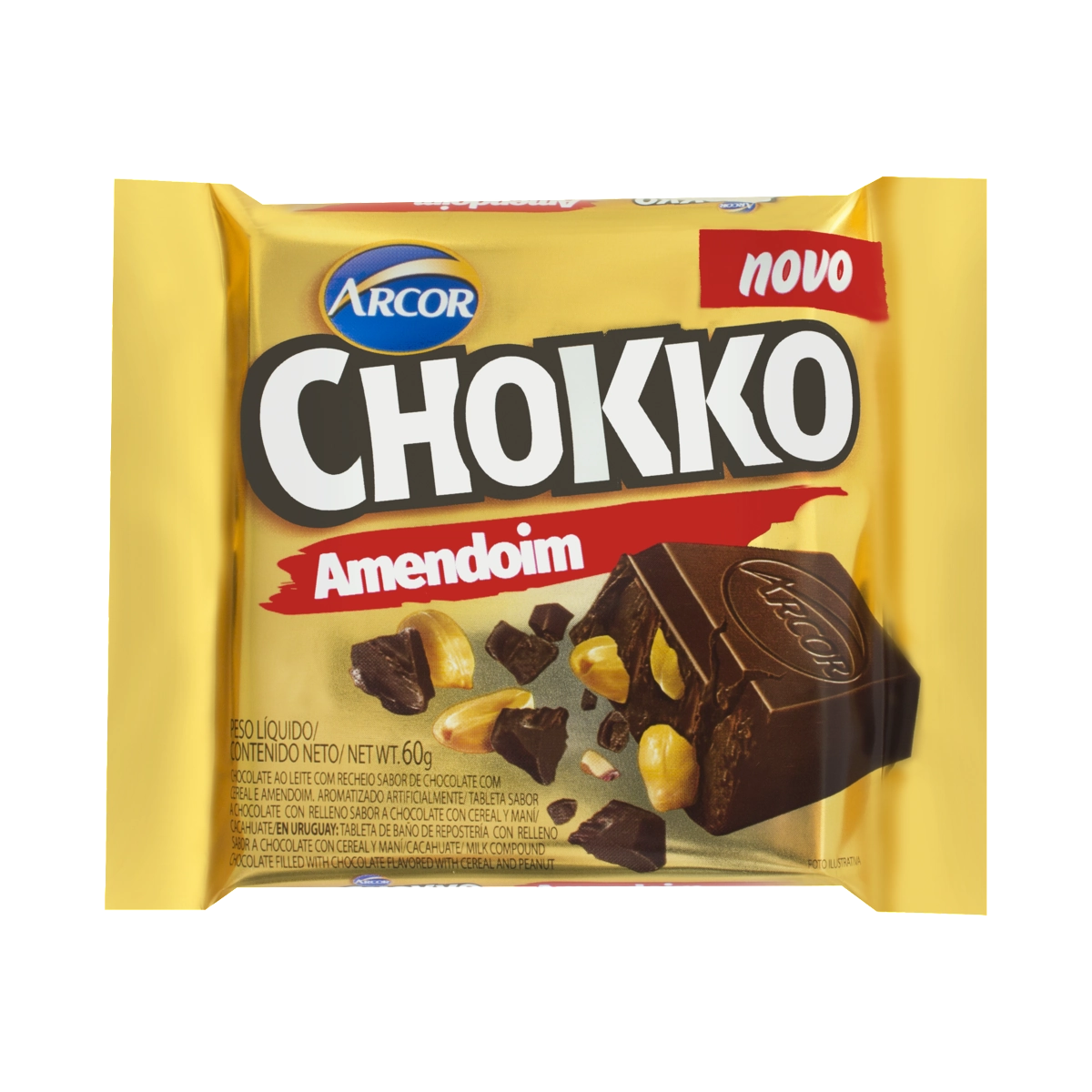 Chocolate Ao Leite Com Amendoim Chokko Pacote 60g