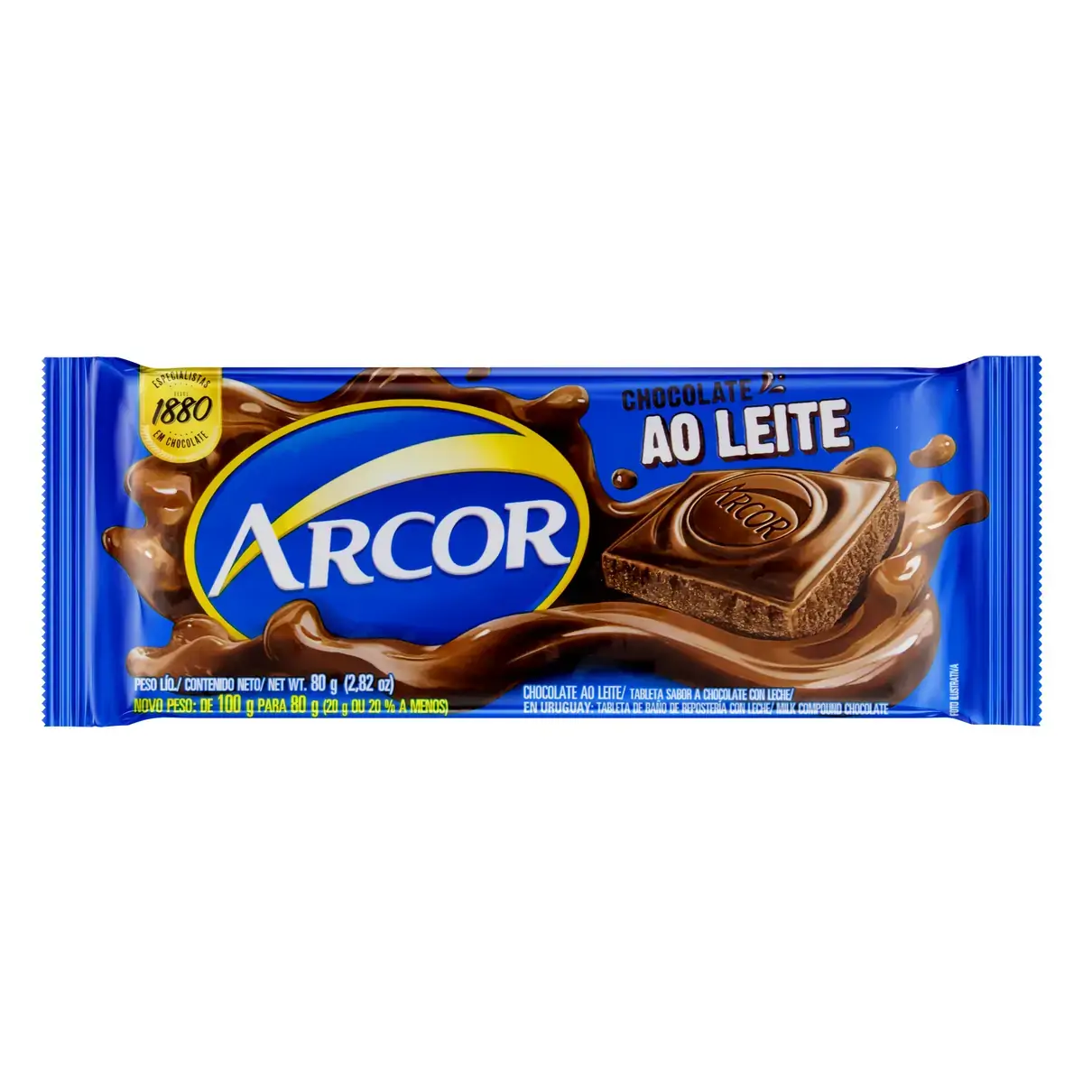 Chocolate Ao Leite Arcor Pacote 80g