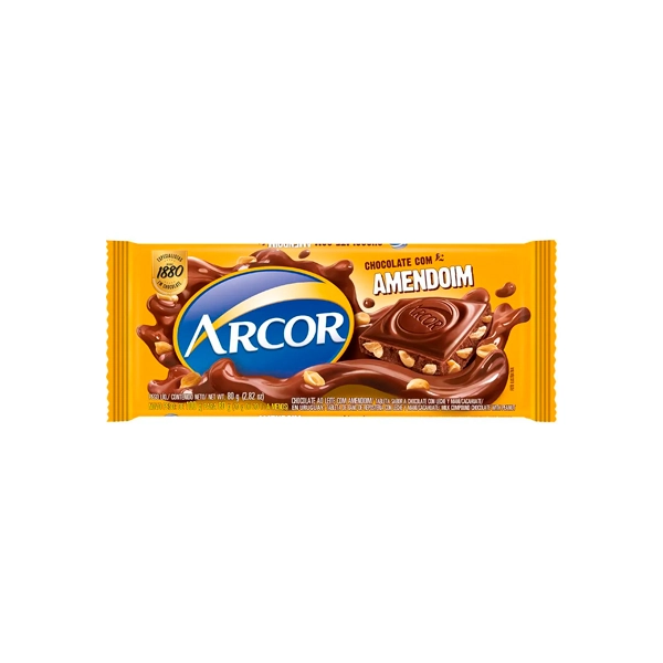 Chocolate Ao Leite Com Amendoim Arcor Pacote 80g