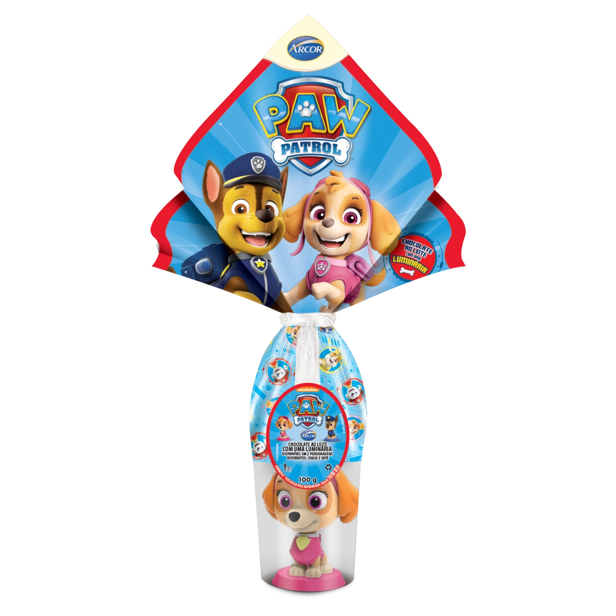 Ovo De Páscoa Ao Leite Paw Patrol Arcor 100g Vem Com Luminária