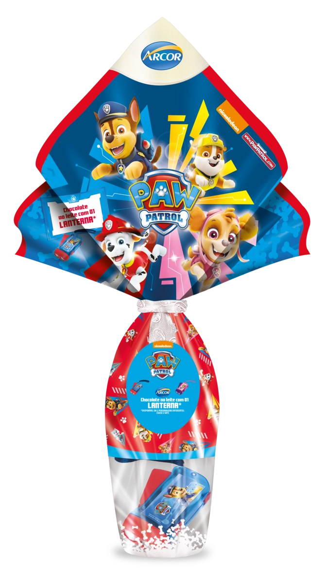 Ovo De Páscoa Ao Leite Paw Patrol Arcor 100g Vem Com Lanterna